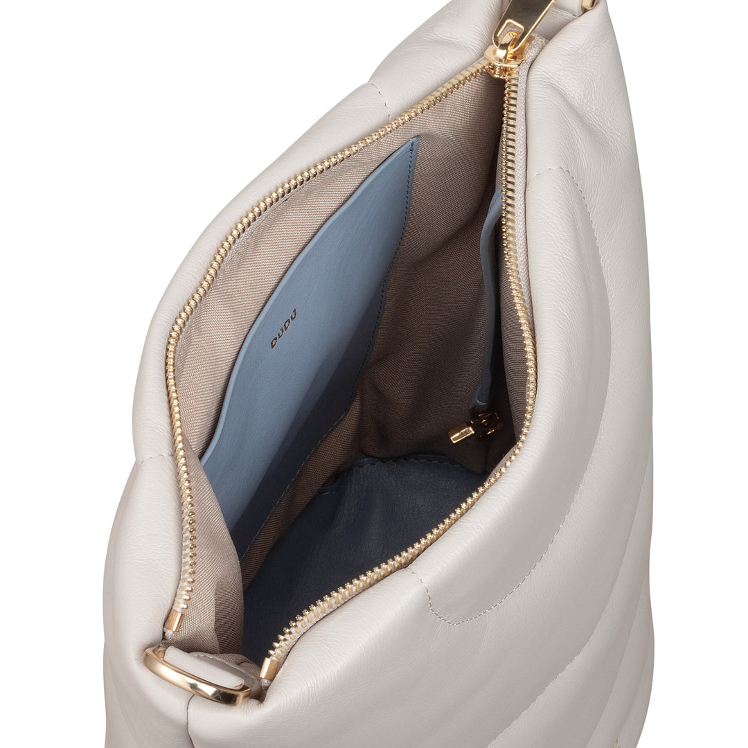 DUDU Damen-Umhängetasche und gepolsterter, gesteppter Schultergurt aus Nappaleder, kleine Tasche mit Reißverschluss, elegantes Design