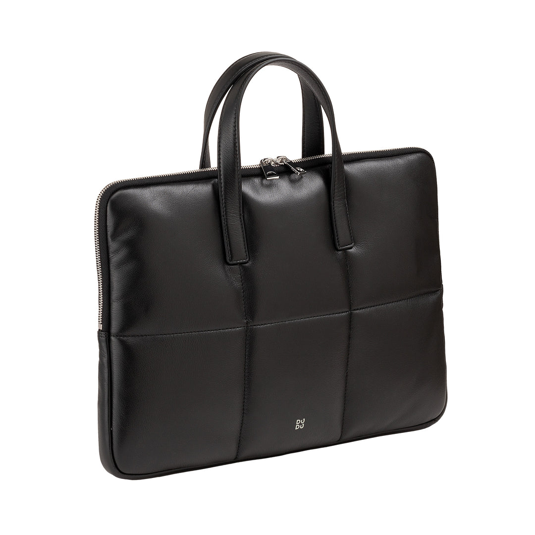 DUDU Borsa Porta PC Donna 14 Pollici con Tracolla in Pelle Trapuntata Imbottita, Porta Laptop Notebook MacBook fino a 14”, Cartella Borsa Sleeve Elegante