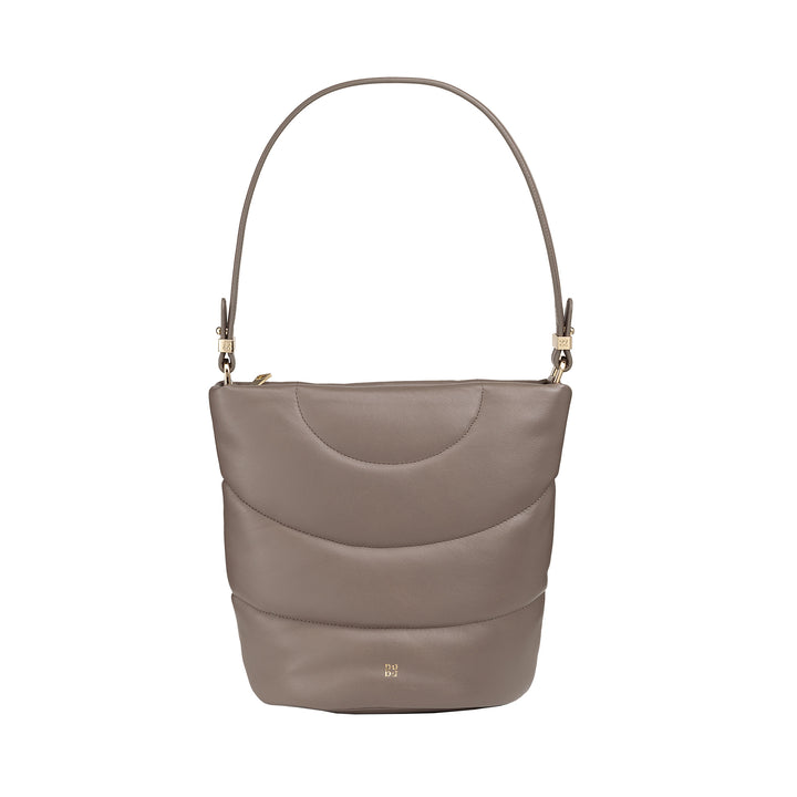 DUDU Damen-Umhängetasche und gepolsterter, gesteppter Schultergurt aus Nappaleder, große Tasche mit Reißverschluss und doppeltem Schultergurt, elegantes Design