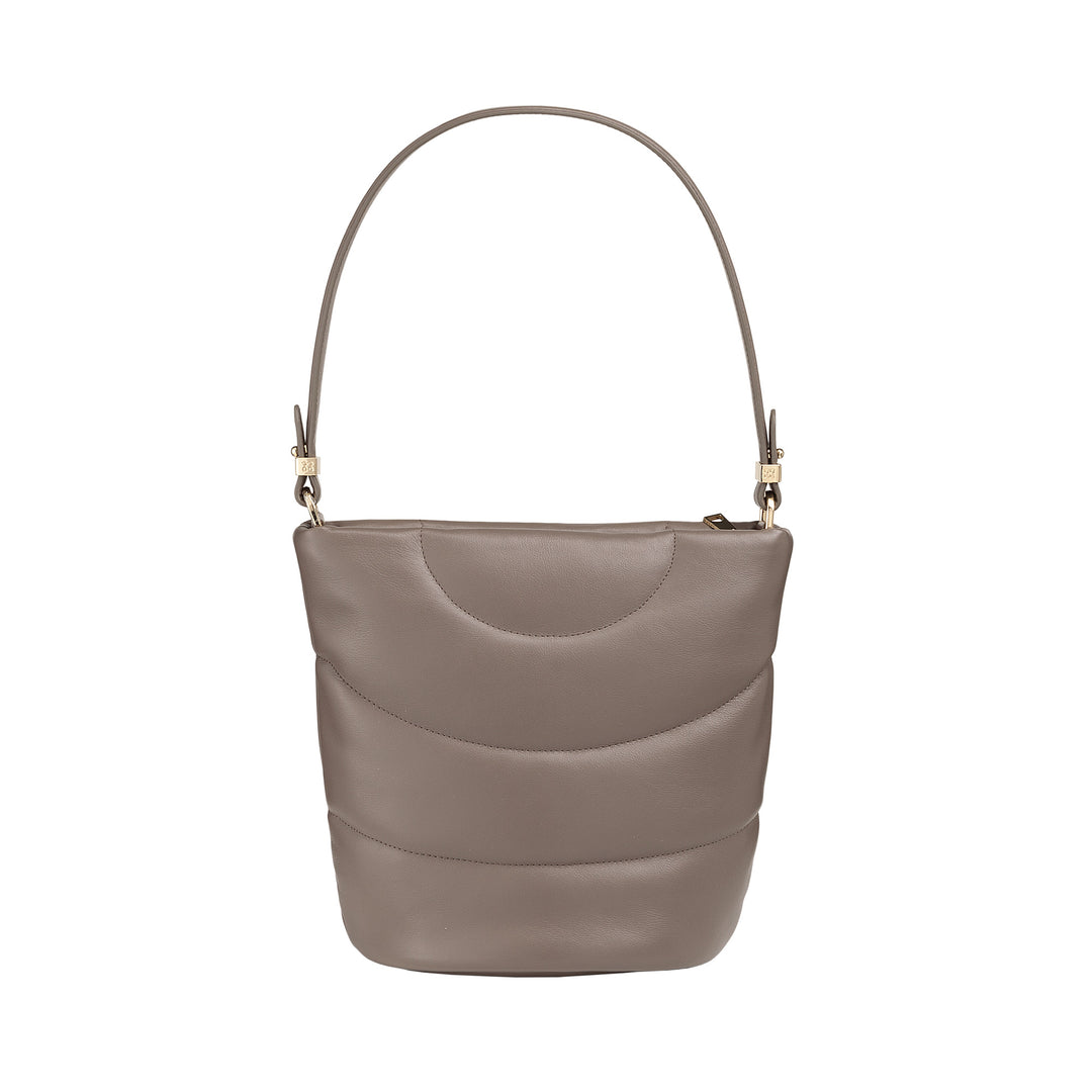 DUDU Damen-Umhängetasche und gepolsterter, gesteppter Schultergurt aus Nappaleder, große Tasche mit Reißverschluss und doppeltem Schultergurt, elegantes Design