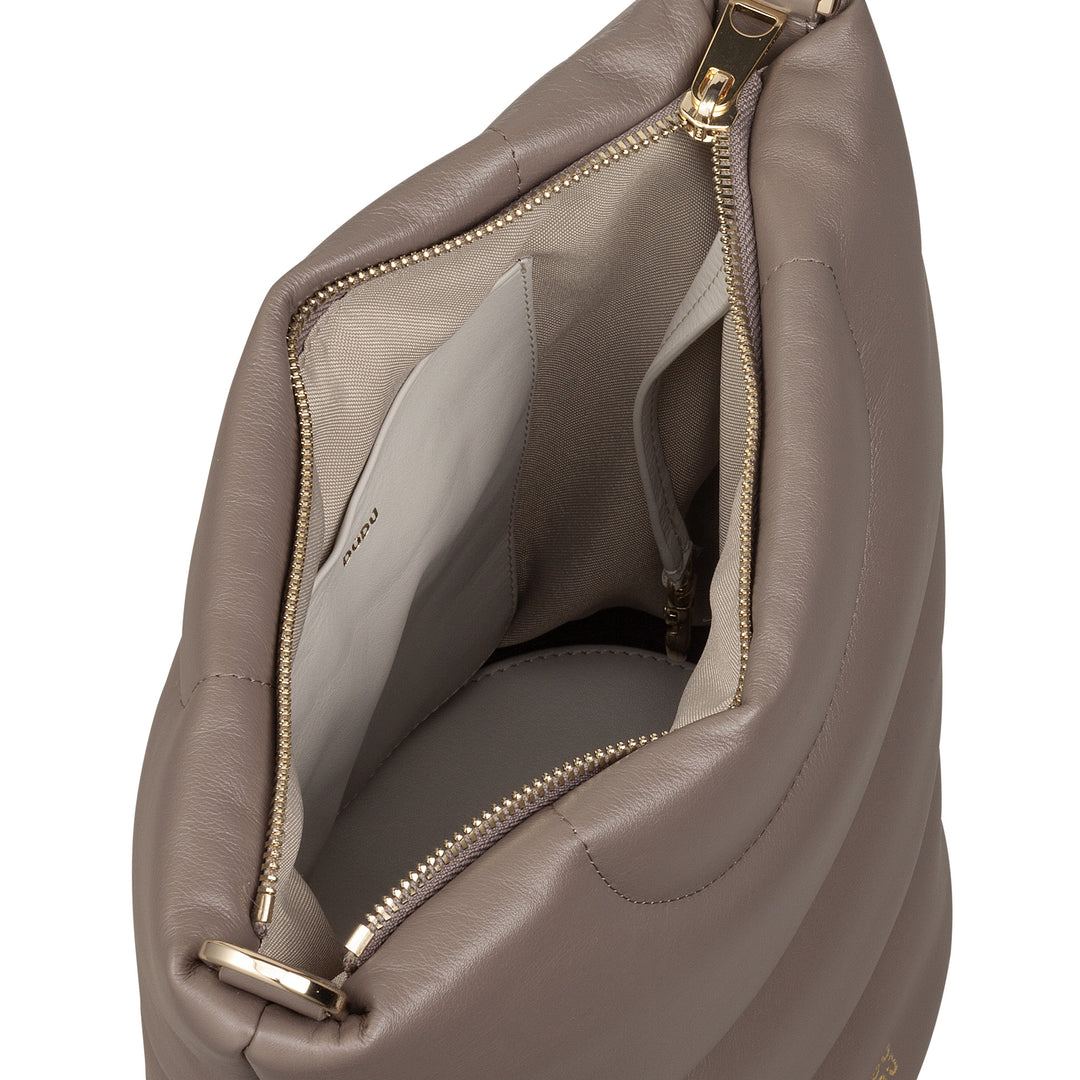 DUDU Damen-Umhängetasche und gepolsterter, gesteppter Schultergurt aus Nappaleder, große Tasche mit Reißverschluss und doppeltem Schultergurt, elegantes Design