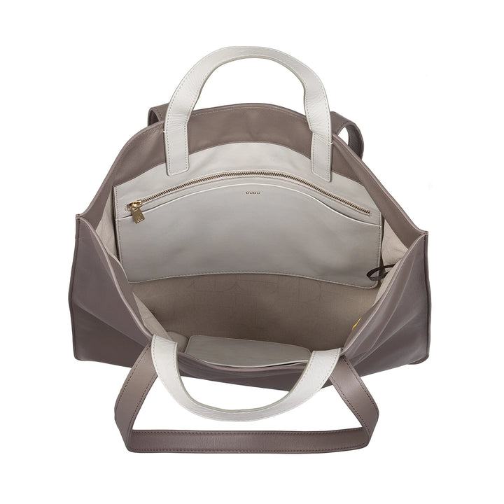 DUDU Große weiche Damentasche, Einkaufstasche aus farbigem Leder, Doppelgriffe, elegante Umhängetasche, große Handtasche