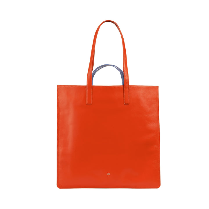 DUDU Große weiche Damentasche, Einkaufstasche aus farbigem Leder, Doppelgriffe, elegante Umhängetasche, große Handtasche