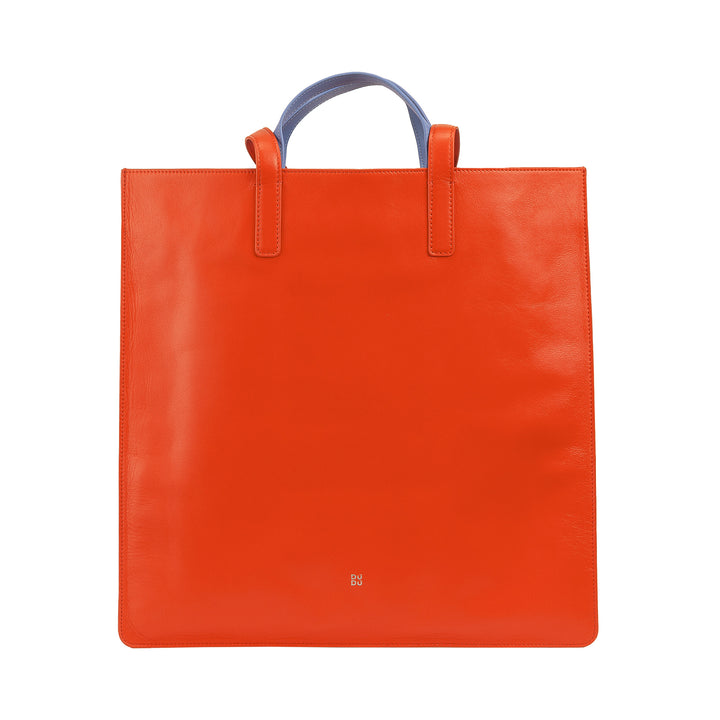 DUDU Große weiche Damentasche, Einkaufstasche aus farbigem Leder, Doppelgriffe, elegante Umhängetasche, große Handtasche