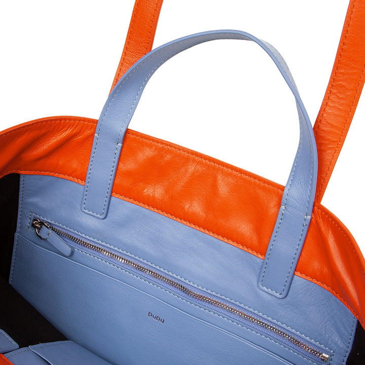 DUDU Große weiche Damentasche, Einkaufstasche aus farbigem Leder, Doppelgriffe, elegante Umhängetasche, große Handtasche