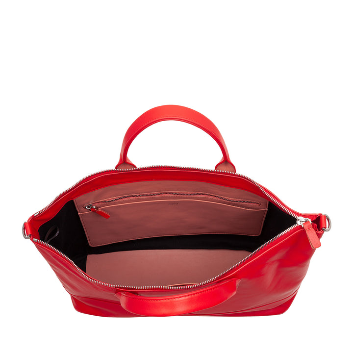 DUDU Elegant Shoulder Bag for Women in Genuine Leather, Handbag with Two Handles and Zipper