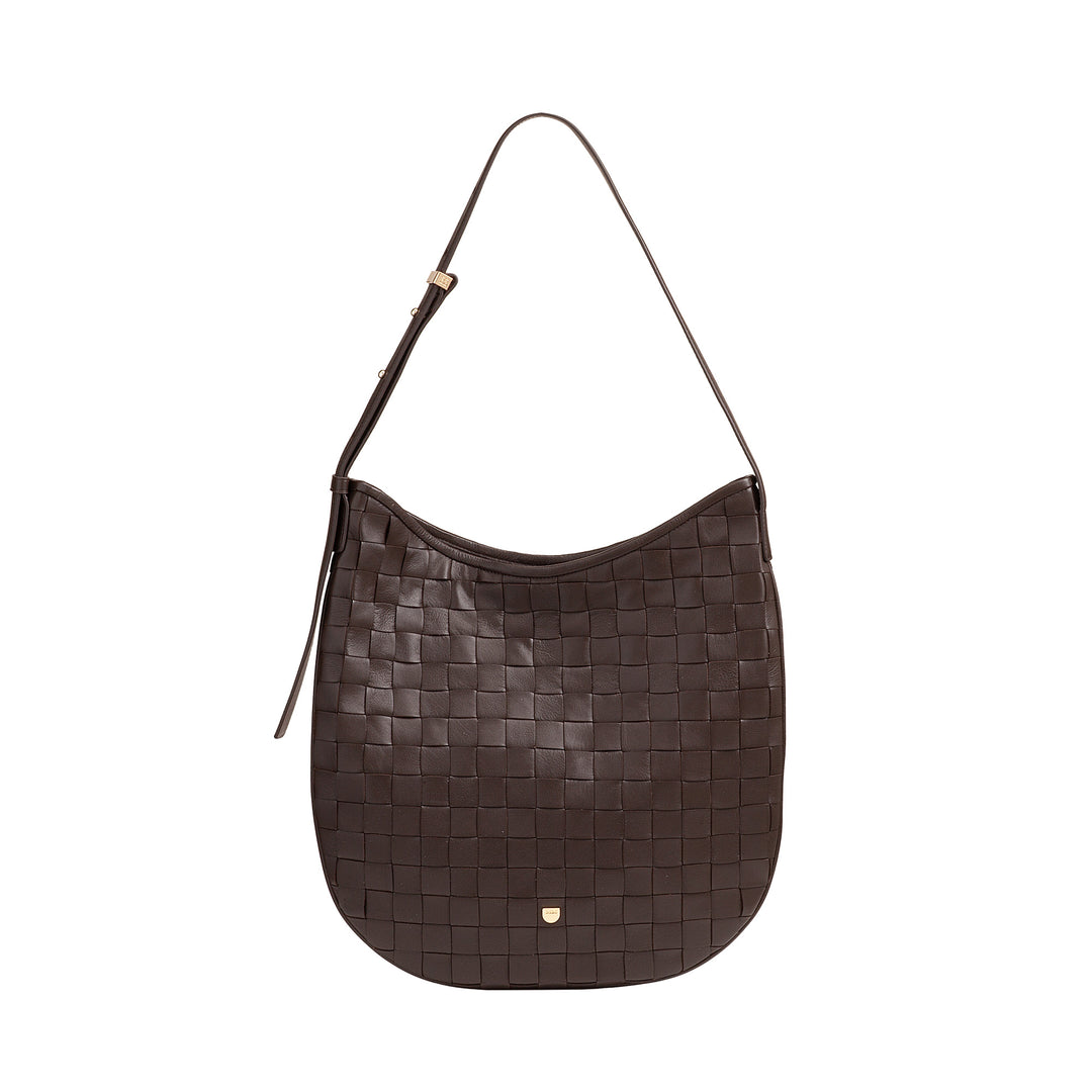 DUDU Damen-Umhängetasche aus gewebtem Leder – elegante Hobo-Tasche mit Reißverschluss, Umhängetasche aus echtem Leder mit verstellbarem Griff und geräumigem Innenraum