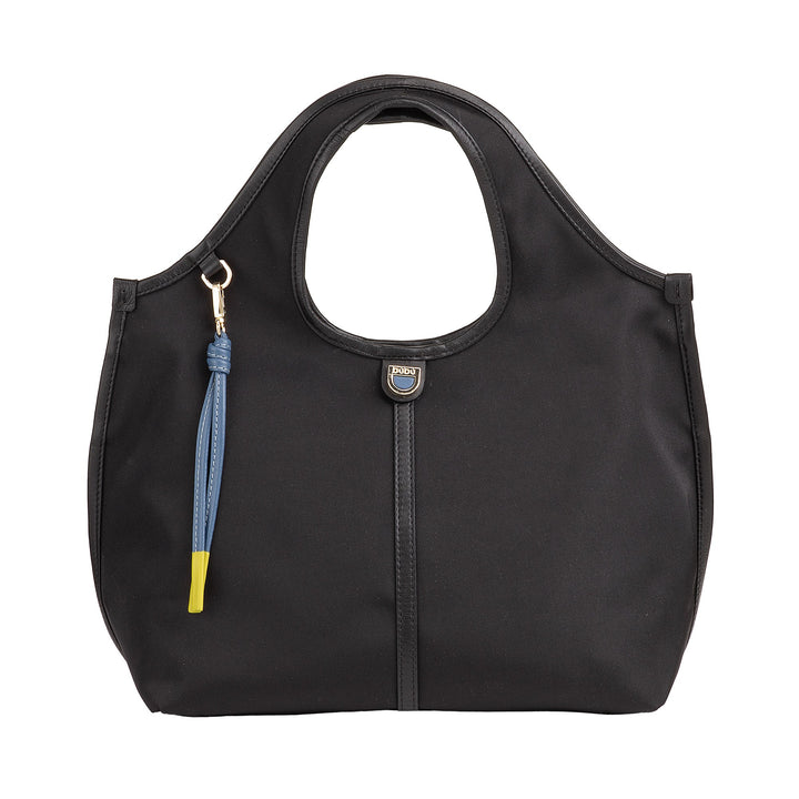 DUDU Kleine Damen-Schulterhandtasche aus Nylon und Leder – leichter Shopper mit verstellbarem Schultergurt und Magnetverschluss
