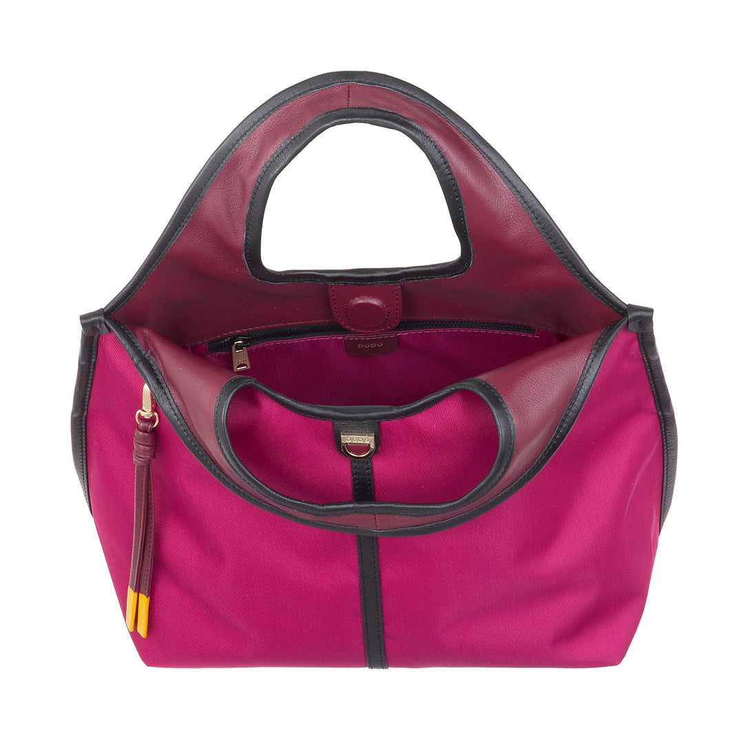 DUDU Petit Sac à Main Bandoulière pour Femme en Nylon et Cuir - Cabas Léger avec Bandoulière Ajustable et Fermeture Magnétique
