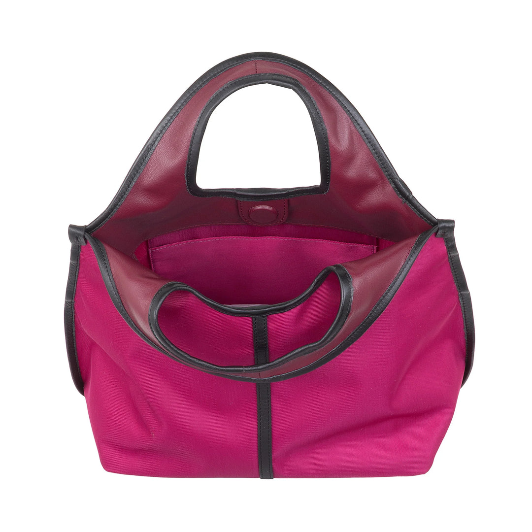 DUDU Petit Sac à Main Bandoulière pour Femme en Nylon et Cuir - Cabas Léger avec Bandoulière Ajustable et Fermeture Magnétique