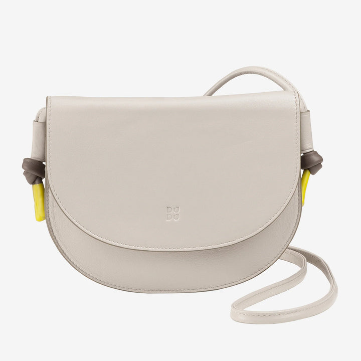 DUDU Kleine Damen-Umhängetasche aus Leder, schlanke Handtasche im kompakten Design mit Knopfverschluss, verstellbarer Schultergurt