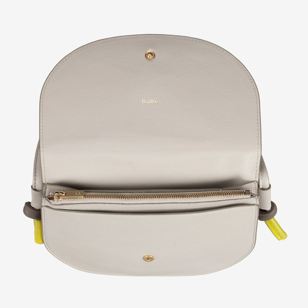 DUDU Kleine Damen-Umhängetasche aus Leder, schlanke Handtasche im kompakten Design mit Knopfverschluss, verstellbarer Schultergurt