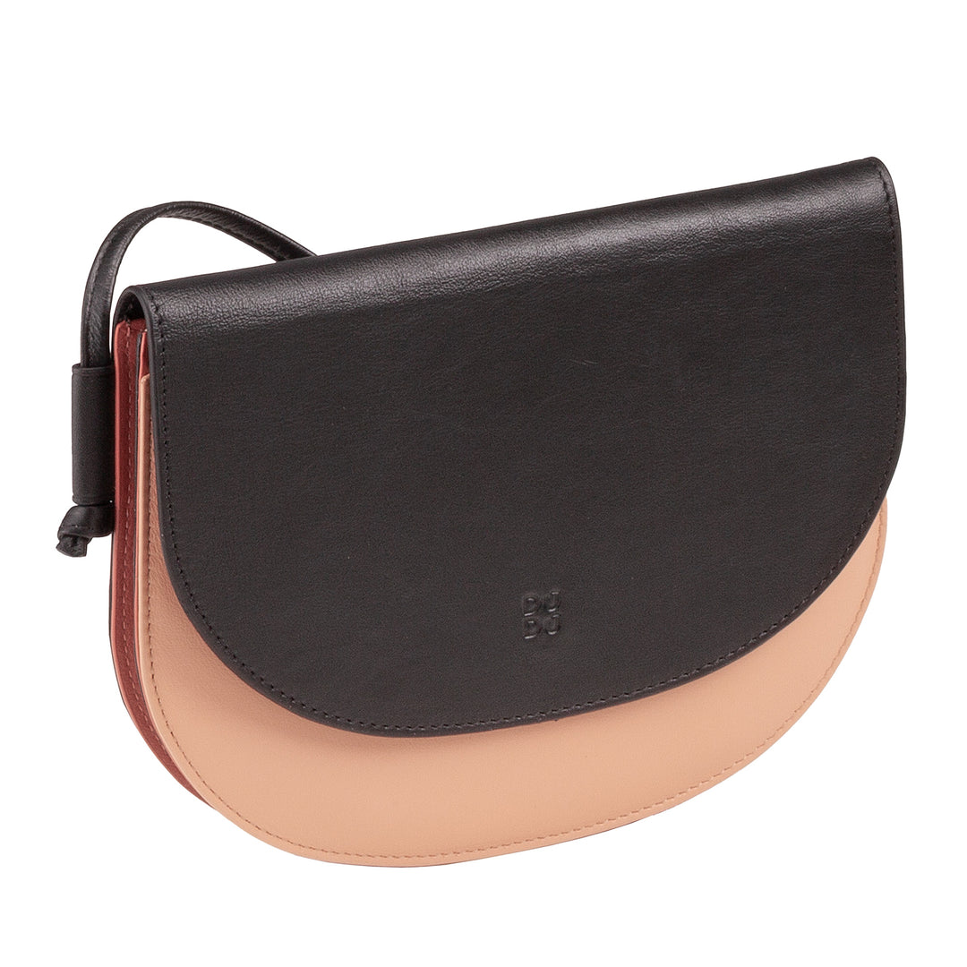 DUDU Petit sac à bandoulière en cuir pour femme, sac à main au design compact et fin avec fermeture à bouton, bandoulière réglable