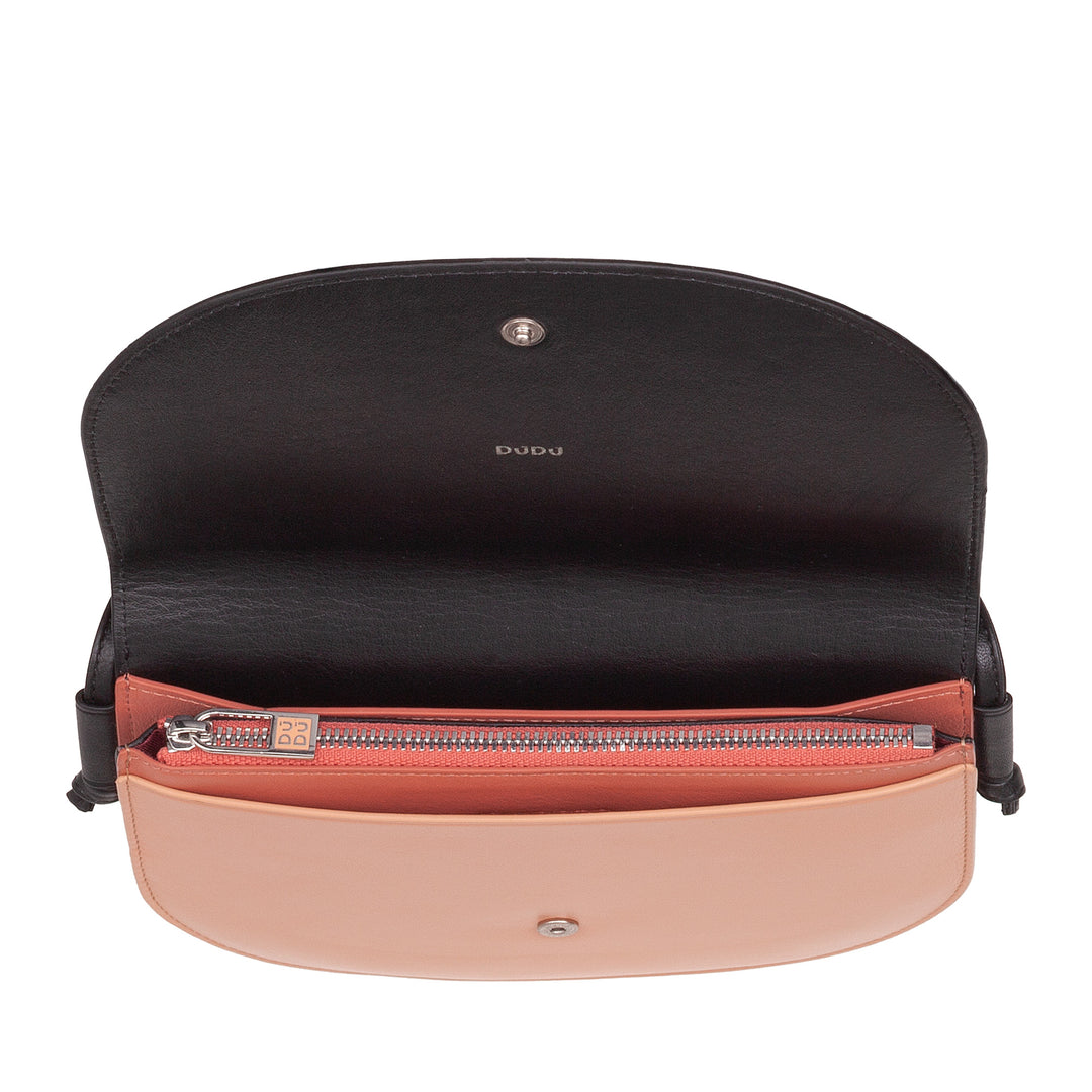 DUDU Petit sac à bandoulière en cuir pour femme, sac à main au design compact et fin avec fermeture à bouton, bandoulière réglable