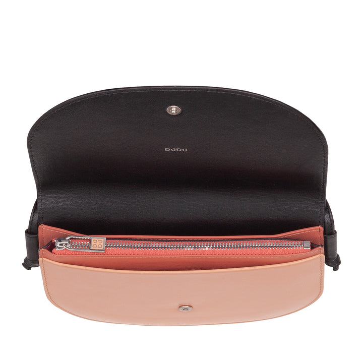 DUDU Petit sac à bandoulière en cuir pour femme, sac à main au design compact et fin avec fermeture à bouton, bandoulière réglable