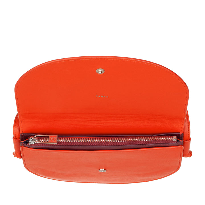 DUDU Petit sac à bandoulière en cuir pour femme, sac à main au design compact et fin avec fermeture à bouton, bandoulière réglable