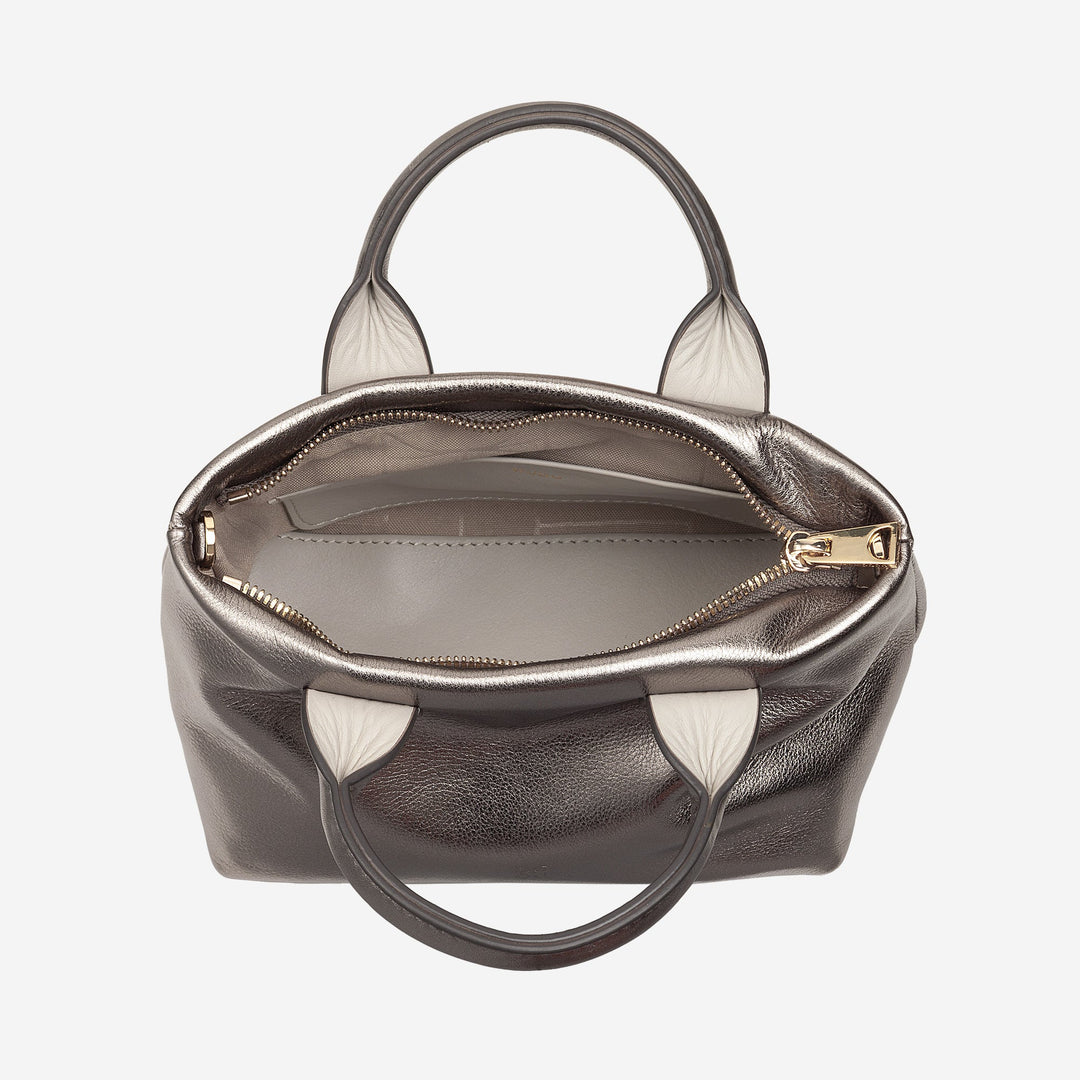 DUDU Petit Sac à Bandoulière pour Femme en Cuir Véritable, Mini Sac de Soirée Élégant, 22 x 13 cm, Double Poignées, Bandoulière en Chaîne, Fermeture Éclair
