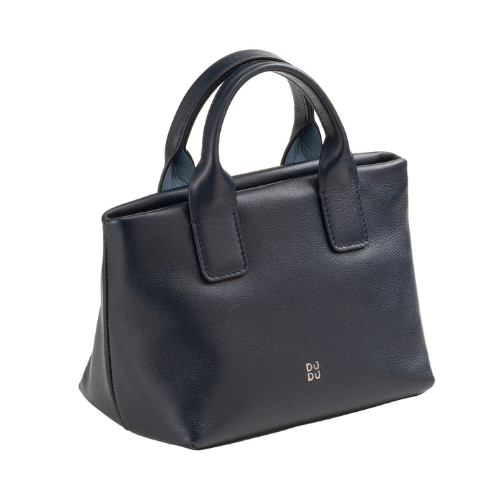 DUDU Kleine Damen-Umhängetasche aus echtem Leder, elegante Mini-Abendtasche, 22 x 13 cm, doppelte Griffe, Kettenschultergurt, Reißverschluss