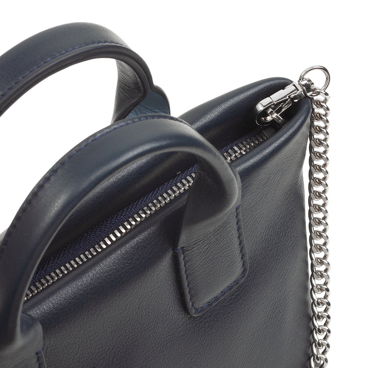 DUDU Kleine Damen-Umhängetasche aus echtem Leder, elegante Mini-Abendtasche, 22 x 13 cm, doppelte Griffe, Kettenschultergurt, Reißverschluss