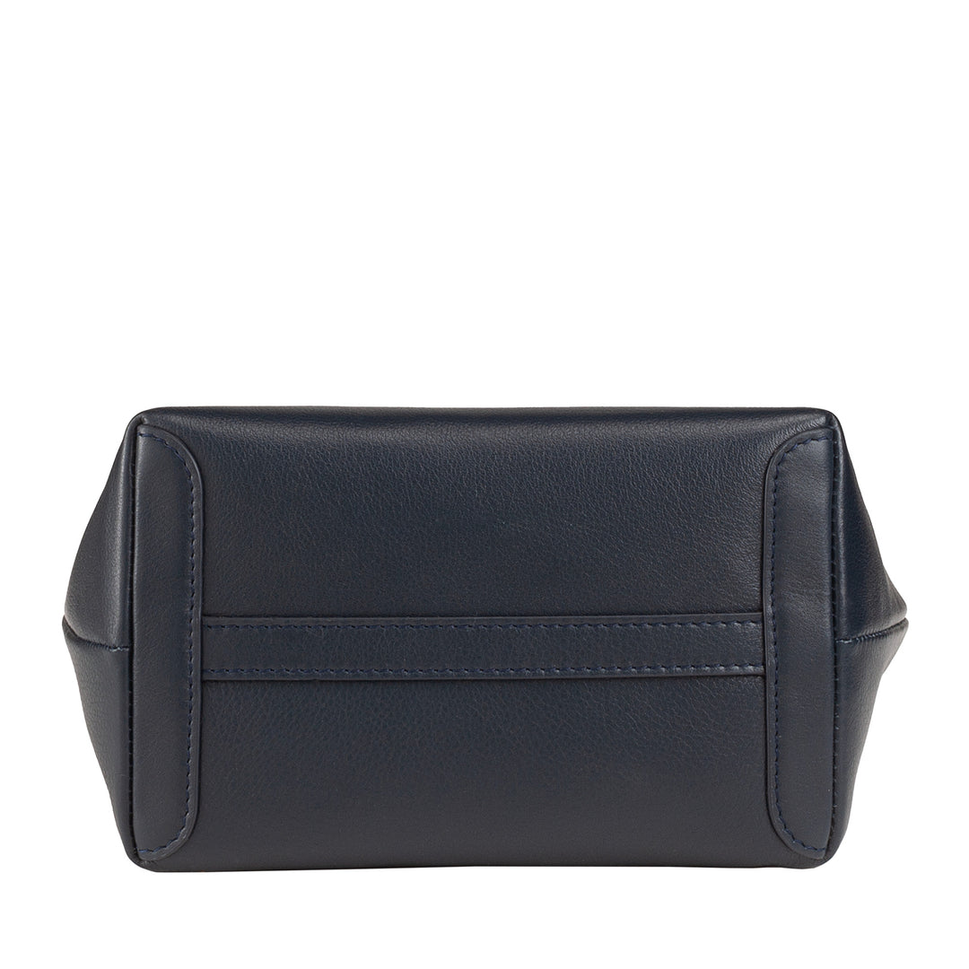 DUDU Kleine Damen-Umhängetasche aus echtem Leder, elegante Mini-Abendtasche, 22 x 13 cm, doppelte Griffe, Kettenschultergurt, Reißverschluss