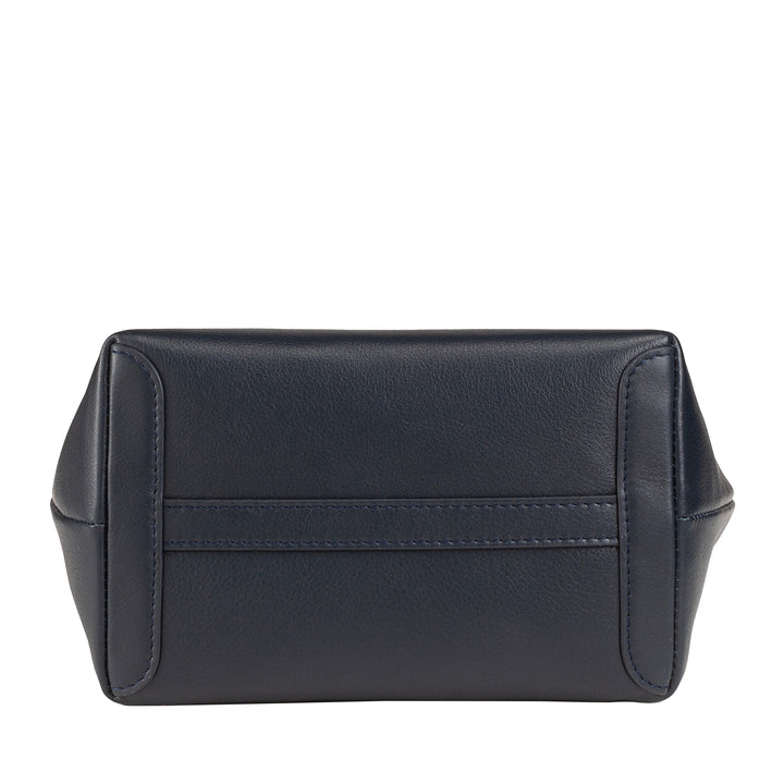 DUDU Kleine Damen-Umhängetasche aus echtem Leder, elegante Mini-Abendtasche, 22 x 13 cm, doppelte Griffe, Kettenschultergurt, Reißverschluss