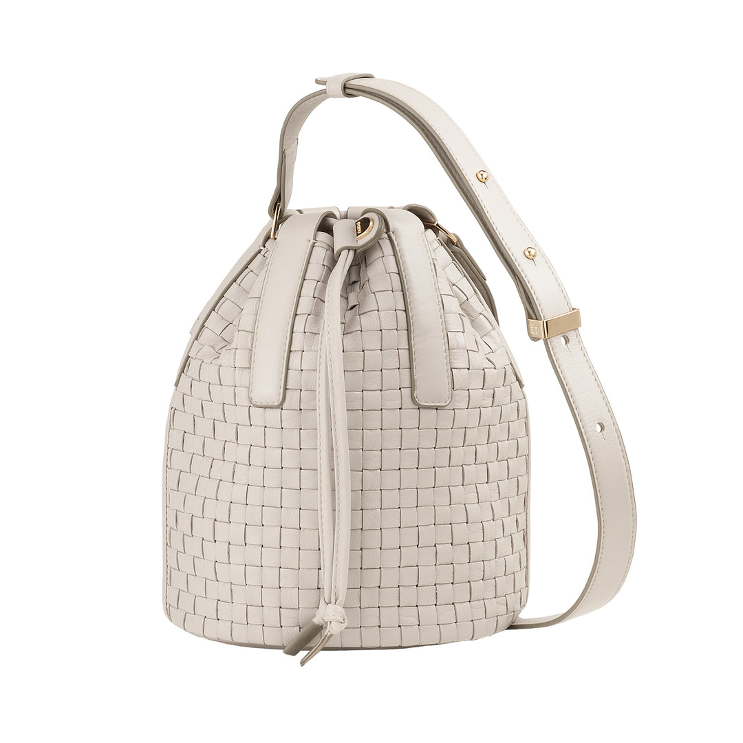 DUDU Borsa a Secchiello Grande Donna in Pelle Intrecciata – Borsa a Spalla Crossbody Elegante con Tracolla Regolabile, Coulisse e Pochette Interna – Stile Artigianale Casual Chic per Lavoro Tempo Libero