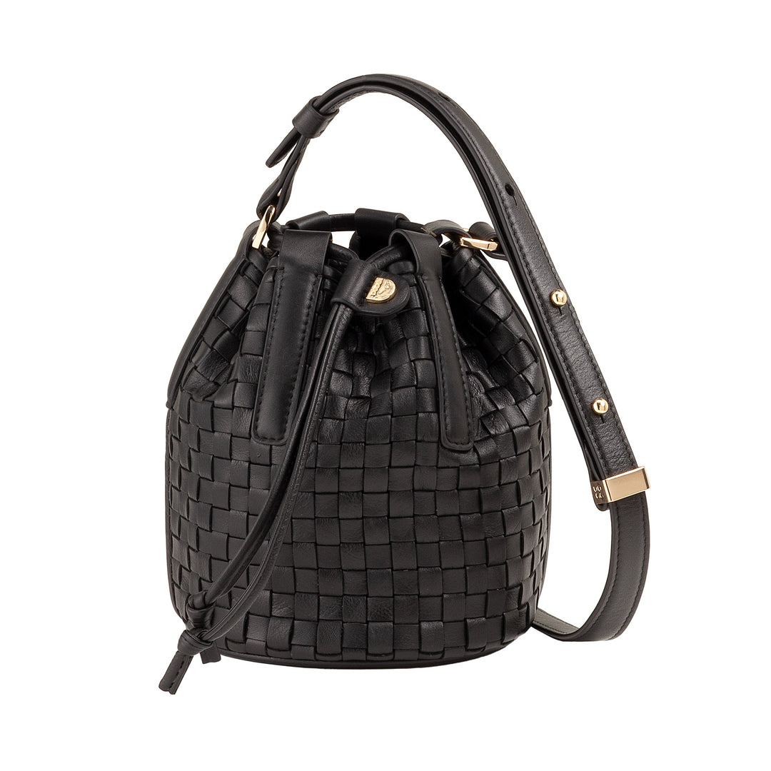 DUDU Woven Leather Bucket Bag - Small Women&