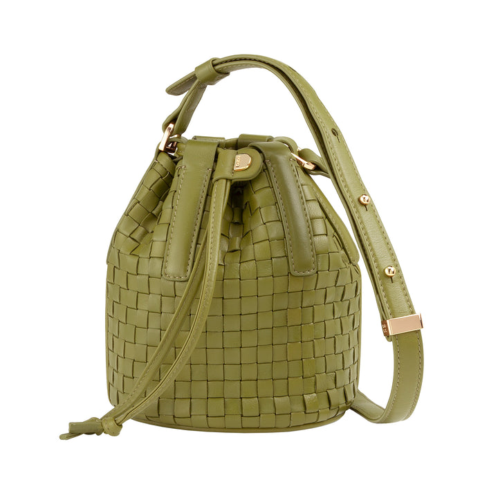 DUDU Woven Leather Bucket Bag - Small Women&