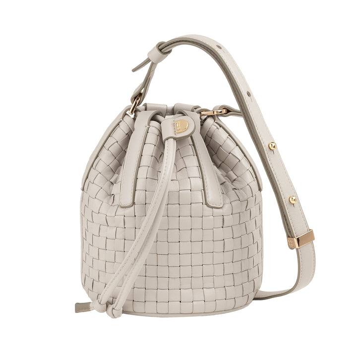 DUDU Woven Leather Bucket Bag - Small Women&