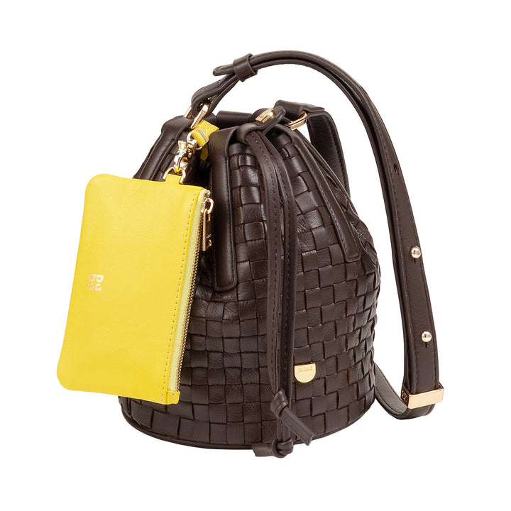 DUDU Woven Leather Bucket Bag - Small Women&