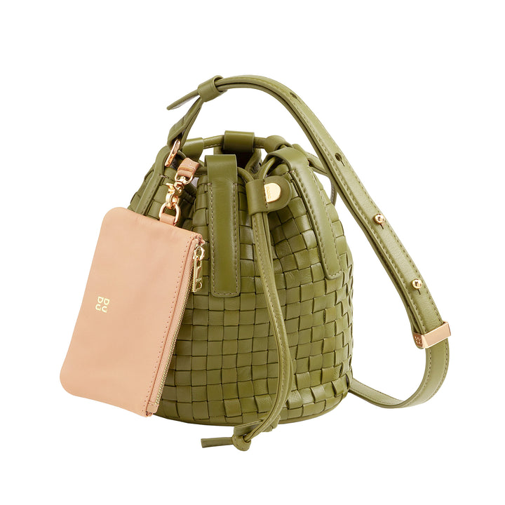 DUDU Woven Leather Bucket Bag - Small Women&