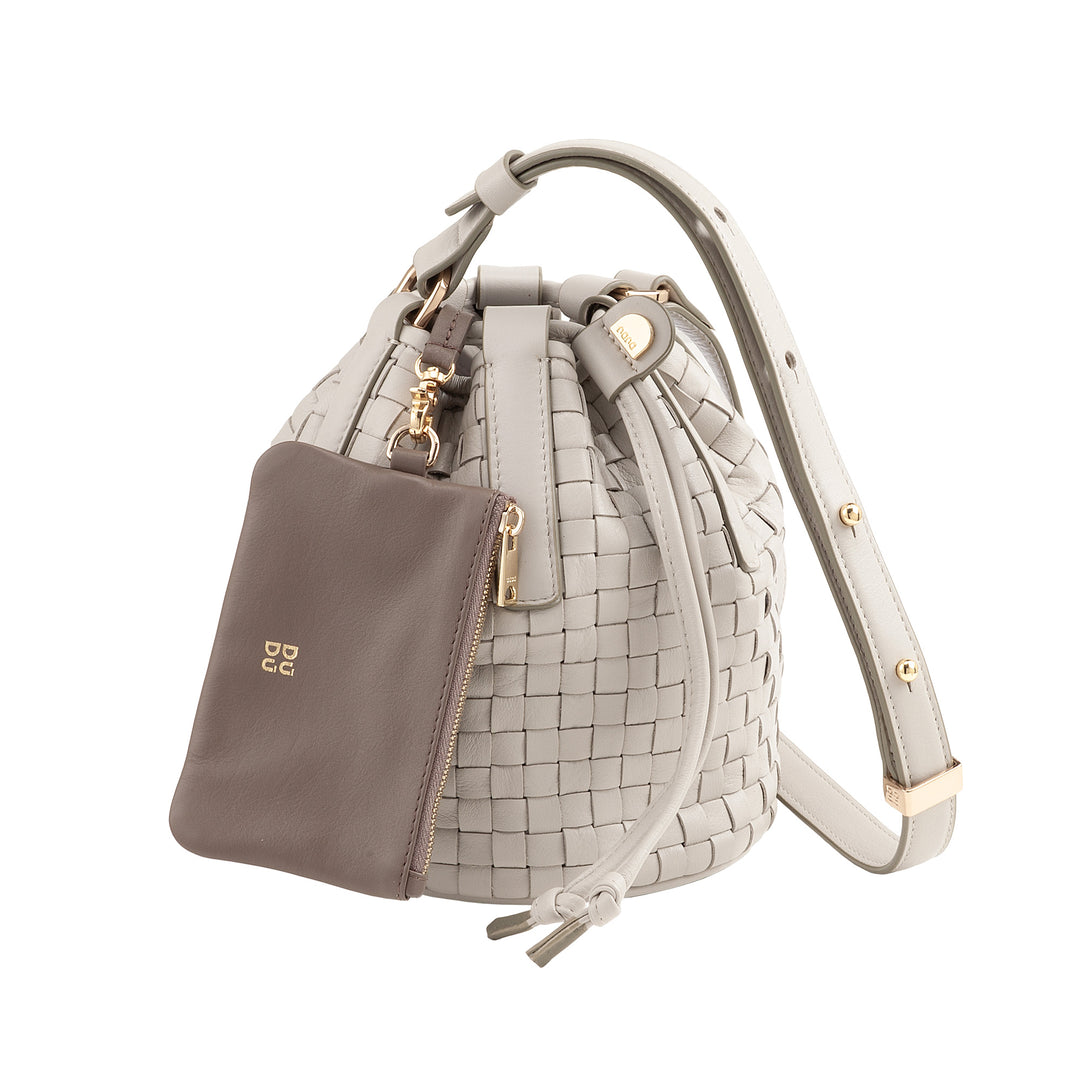 DUDU Woven Leather Bucket Bag - Small Women&