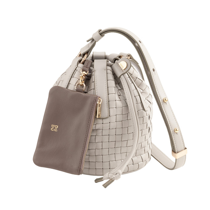 DUDU Woven Leather Bucket Bag - Small Women&