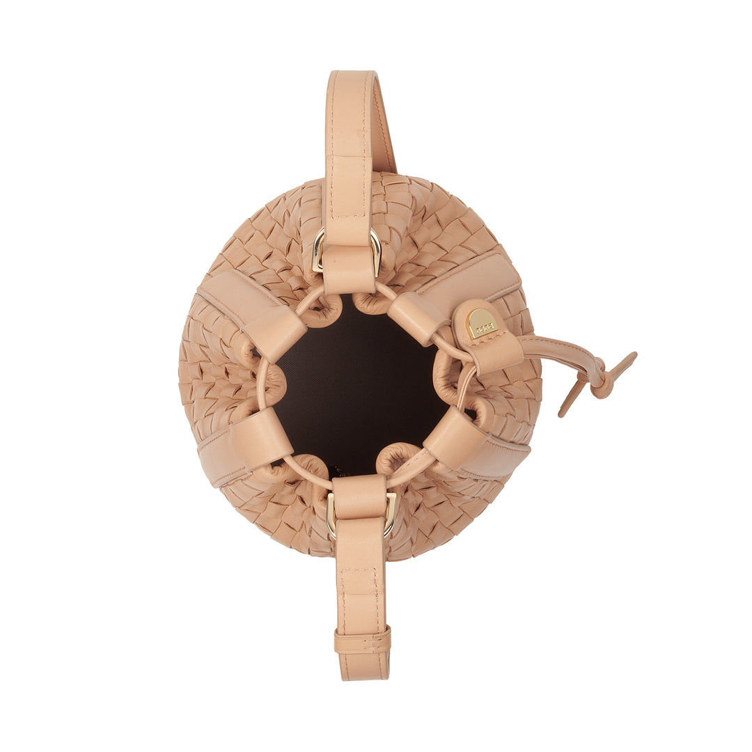 DUDU Sac Seau en Cuir Tissé - Petit Sac à Main pour Femme avec Bandoulière Ajustable, Cordon de Serrage et Pochette Interne, Élégant et Artisanat