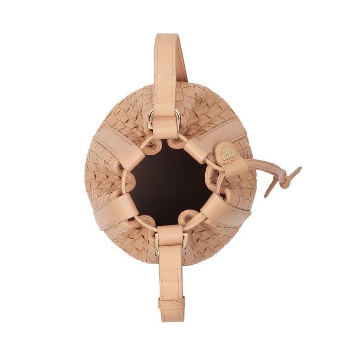 DUDU Sac Seau en Cuir Tissé - Petit Sac à Main pour Femme avec Bandoulière Ajustable, Cordon de Serrage et Pochette Interne, Élégant et Artisanat