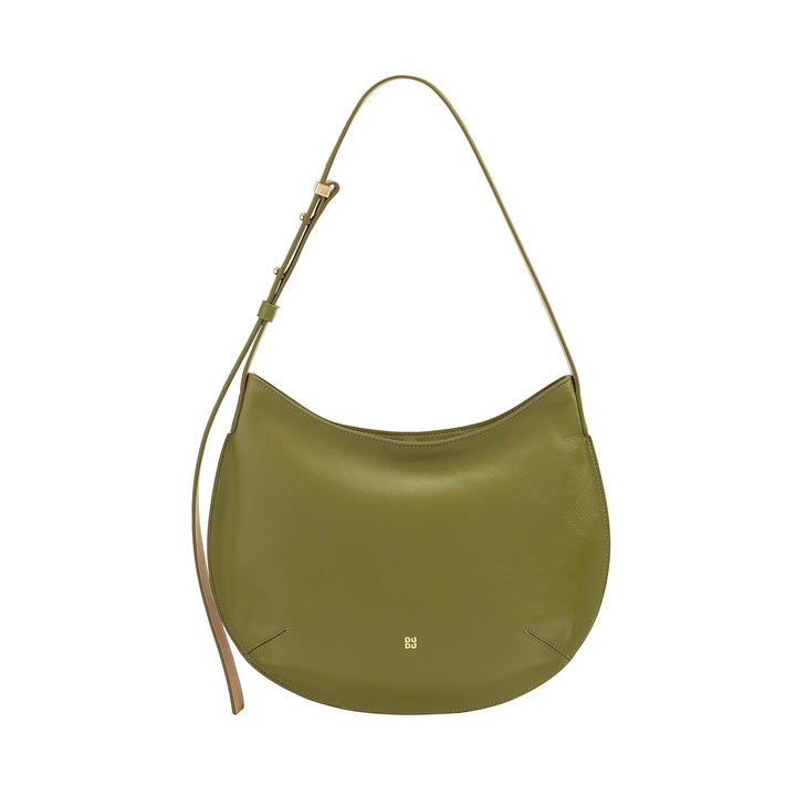DUDU Mittelgroße weiche Umhängetasche für Damen aus echtem Leder, Hobo-Tasche mit verstellbarem Schultergurt, Umhängetasche mit Reißverschluss