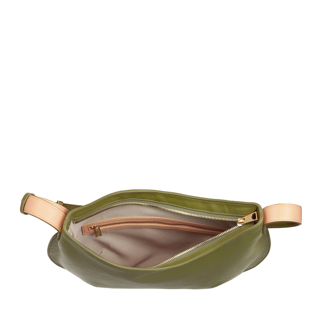 DUDU Mittelgroße weiche Umhängetasche für Damen aus echtem Leder, Hobo-Tasche mit verstellbarem Schultergurt, Umhängetasche mit Reißverschluss