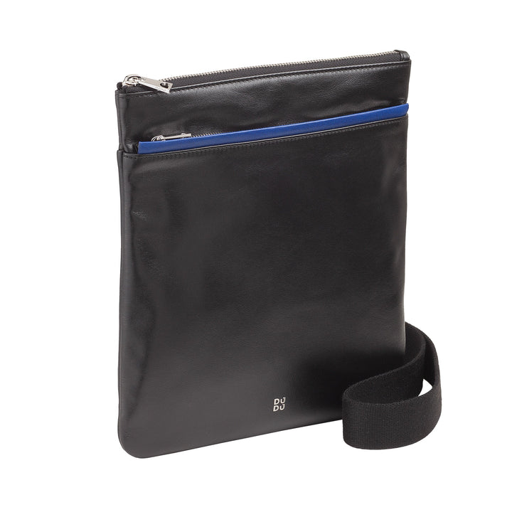 DUDU Sacoche Homme en Cuir, Sac Bandoulière Homme avec Fermeture Éclair, Bandoulière pour Voyage et Loisir, Sangle Réglable