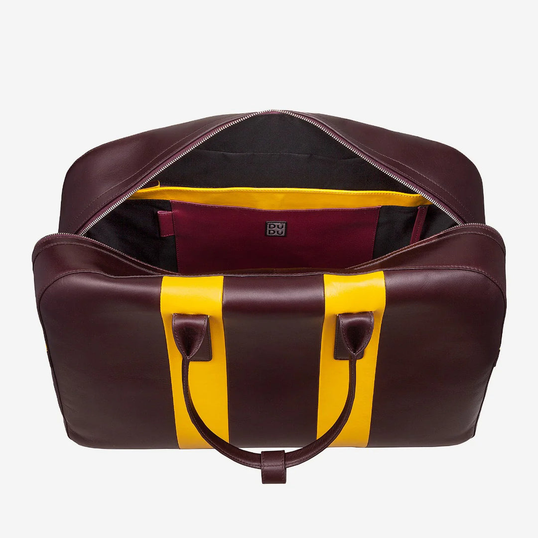 DUDU Leder-Reise-Umhängetasche, Wochenend-Sporttasche für Männer und Frauen, 32 l, groß, 49 cm, Wochenend-Reisetasche