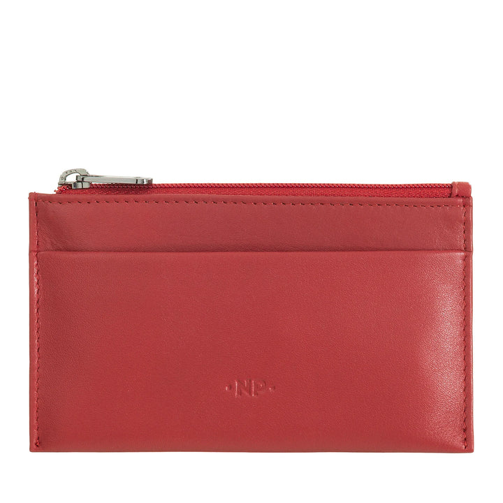 Nuvola Pelle Keychain and Coin Purse in Genuine Nappa Leather Pouch with Zip and 2 rings for keys