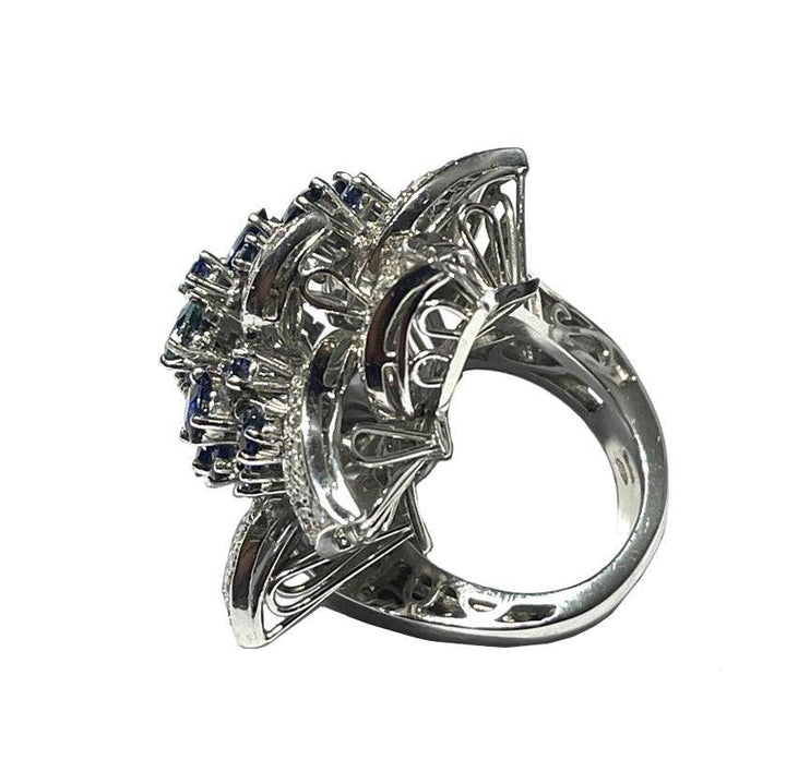 Capodagli anello Fiore oro bianco 18kt diamanti e zaffiri 0066AG - Capodagli 1937