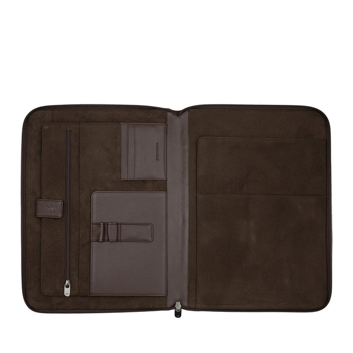 Nuvola Pelle A4 Leather Document Folder, Work Organizer Notepad Holder, Pen Holder, Tablet Holder with Round Zipper