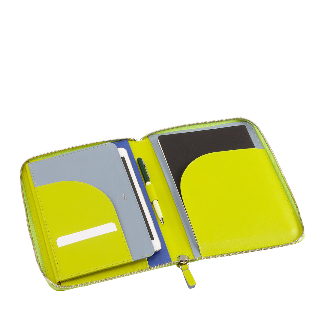 DUDU Genuine Leather A5 Document Folder for Men and Women, iPad Mini Tablet Holder, Clipboard, Organizer for A5 Notebooks