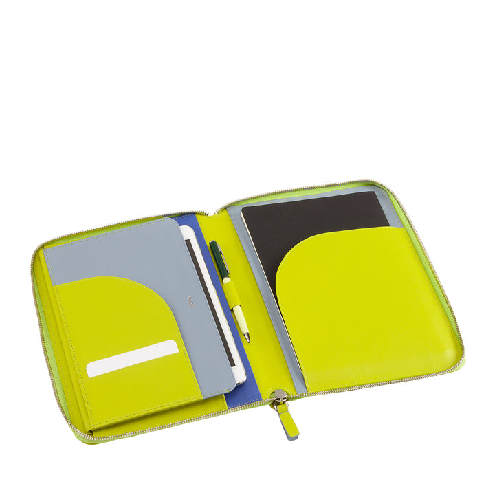 DUDU Genuine Leather A5 Document Folder for Men and Women, iPad Mini Tablet Holder, Clipboard, Organizer for A5 Notebooks