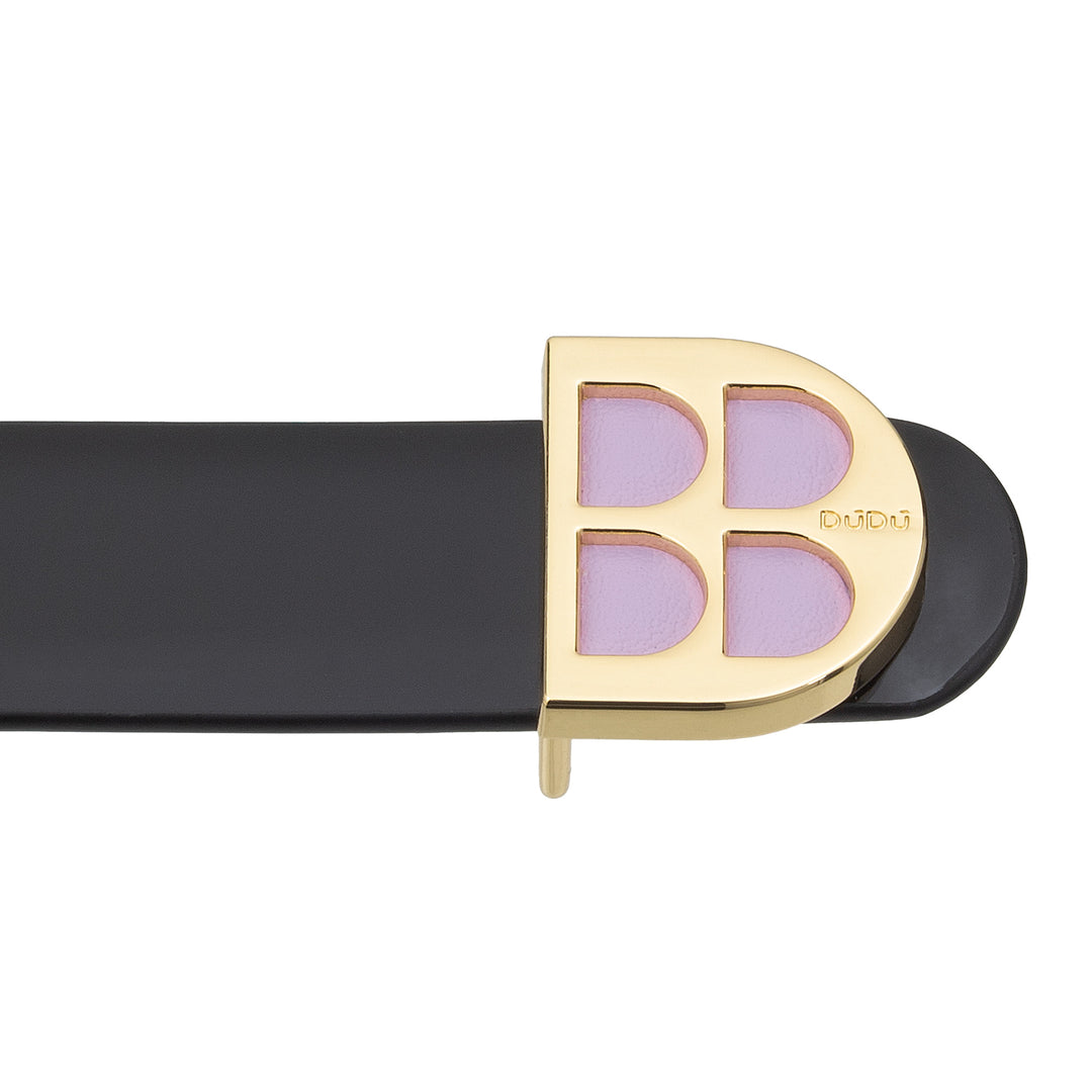 DUDU Ceinture Vernie pour Femme, Cuir Véritable Fabriqué en Italie, H 23mm, Ceinture Réversible, Fine, Élégante de Haute Qualité