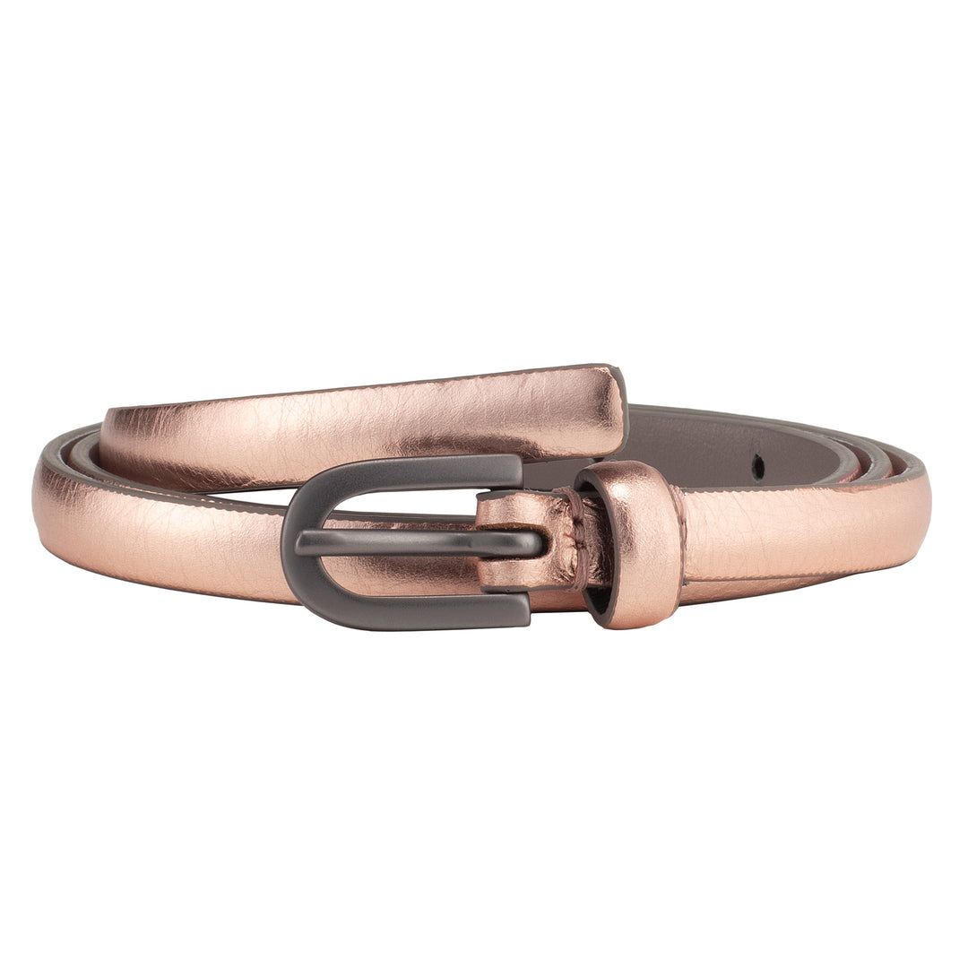 Dudu riem dunne vrouw in echt zacht leer twee -tone gemaakt in Italië elegant casual met ardiglione buckle