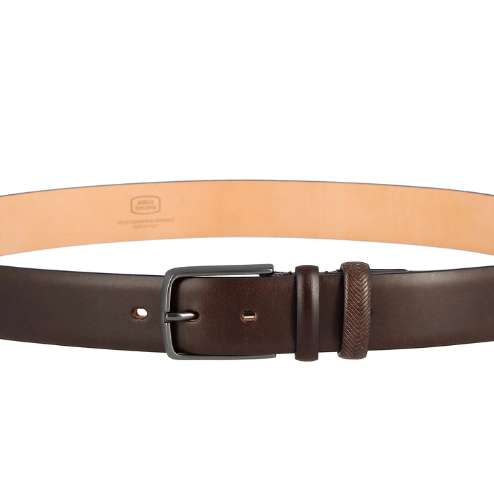 Antica Toscana Cintura Uomo Made in Italy in Vera Pelle H 3,4 cm Accorciabile con Fibbia ad Ardiglione