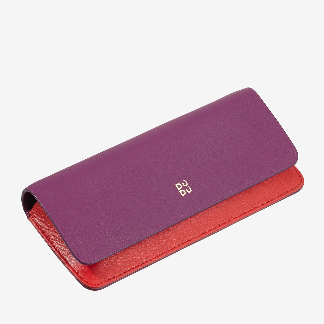 DUDU Eyeglasses and Sunglasses Case in Soft Genuine Leather with Magnetic Closure, Colorful Glasses Case