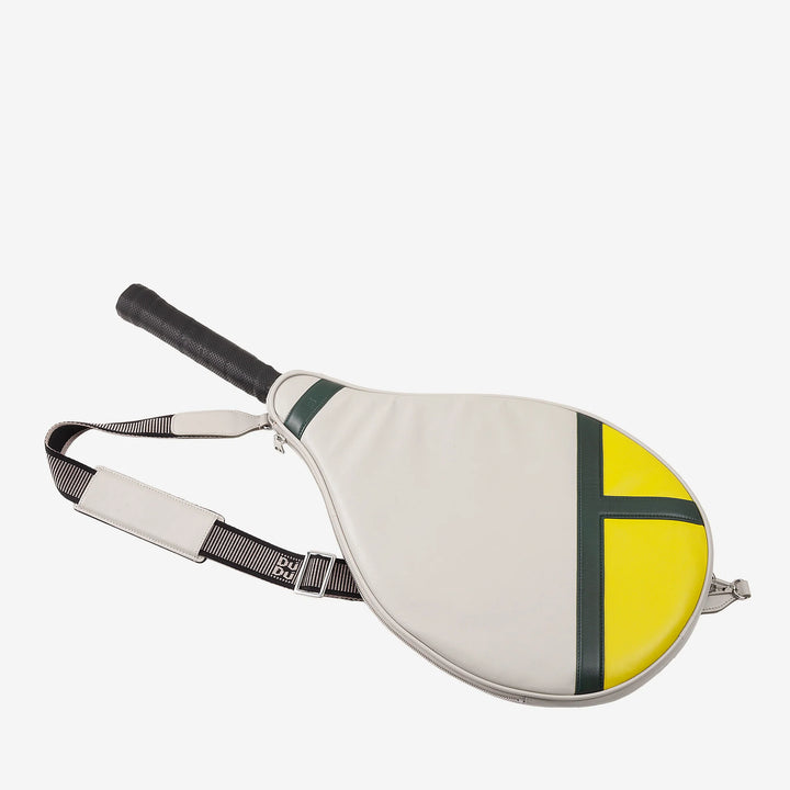DUDU Genuine Leather Tennis Racket Case, Limited Edition Cover, Padded Sheath with Zipper, Side Pocket and Shoulder Strap