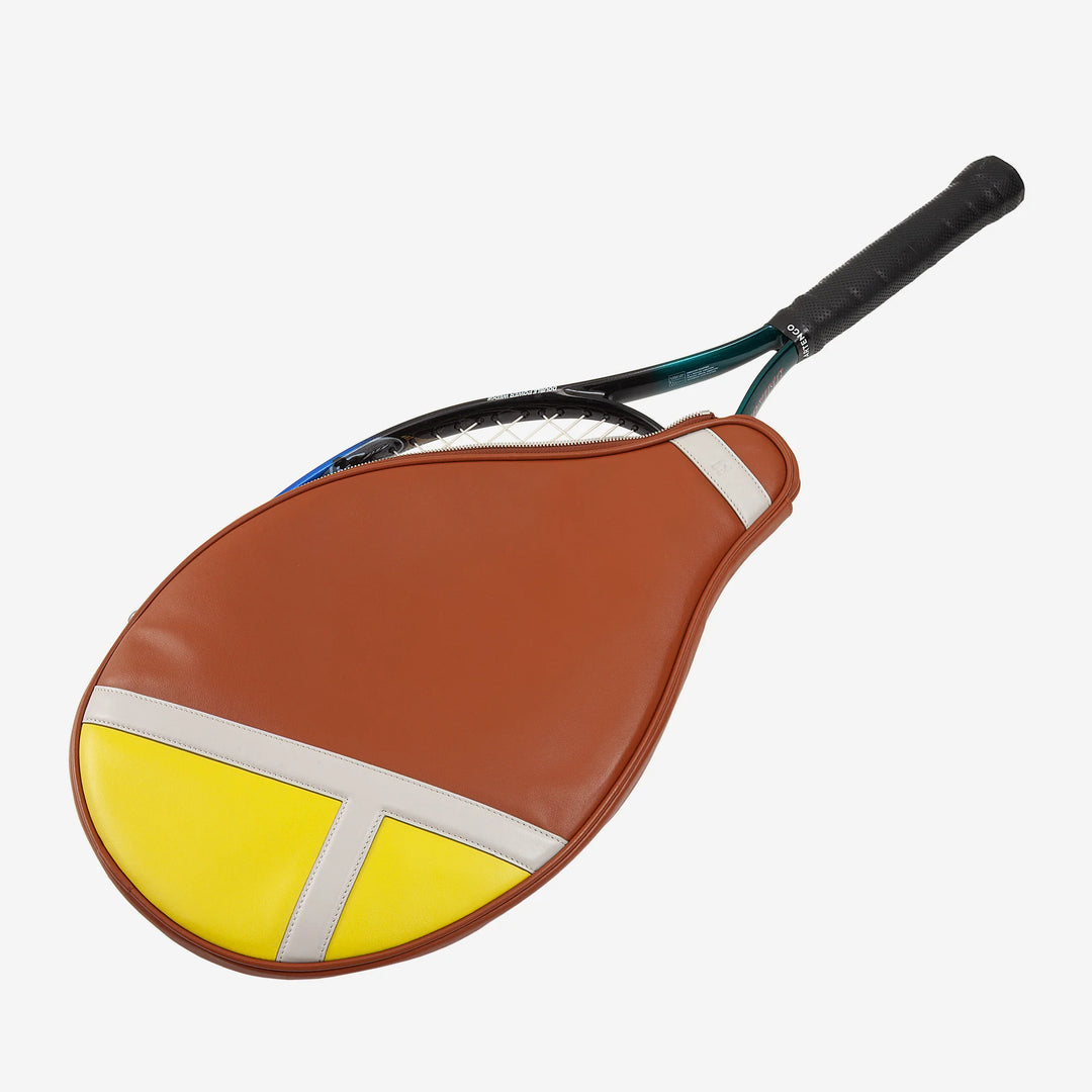 DUDU Étui pour raquette de tennis en cuir véritable, housse en édition limitée, gaine rembourrée avec fermeture éclair, poche latérale et bandoulière